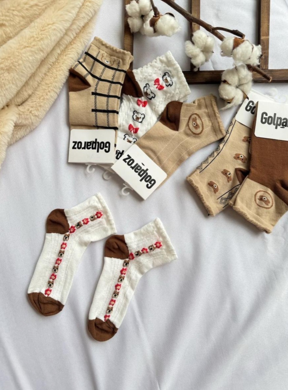 جوراب نیم ساق زنانه مدل خرسی