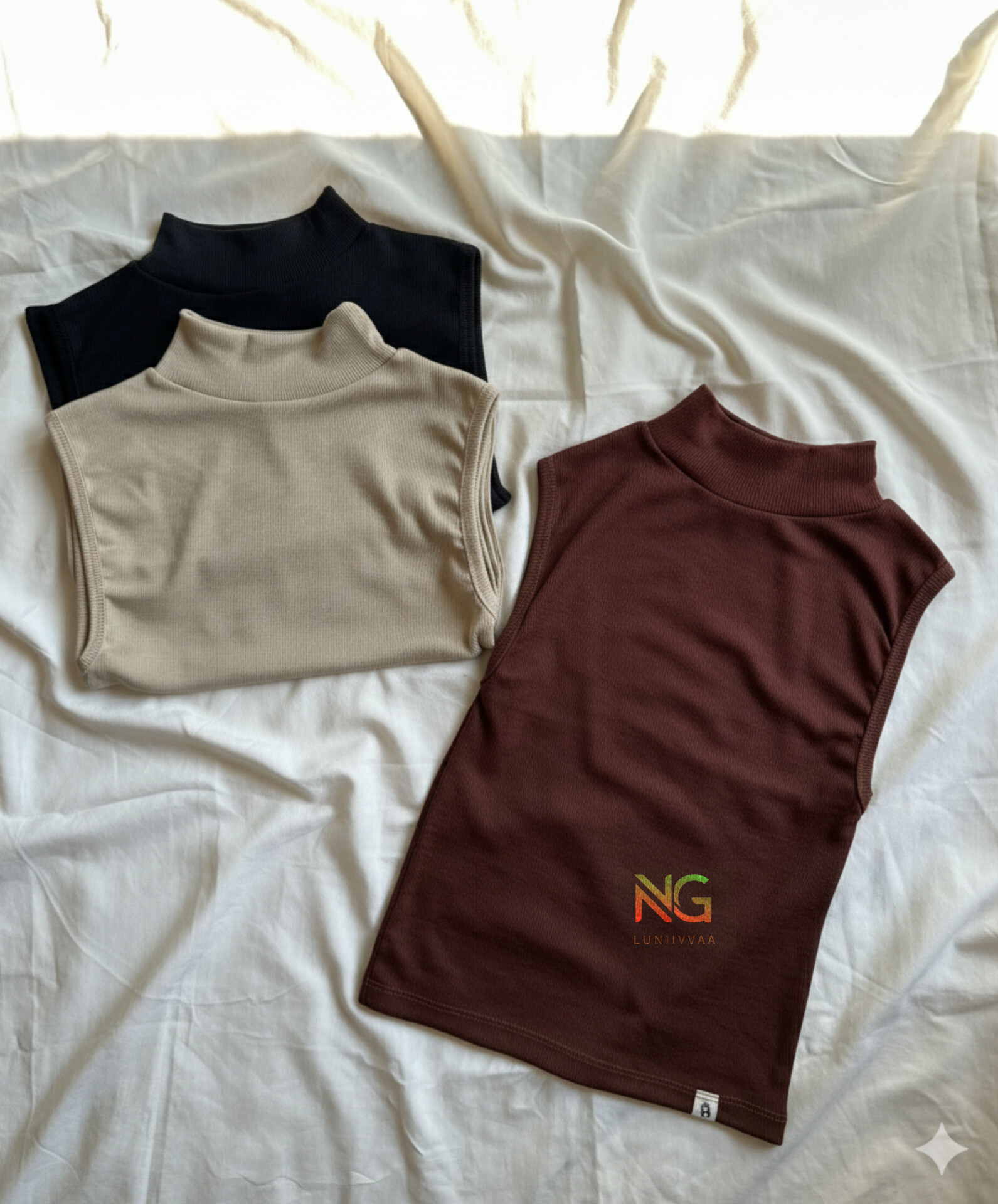 کراپ زنانه آستین حلقه ای مدل یقه اسکی