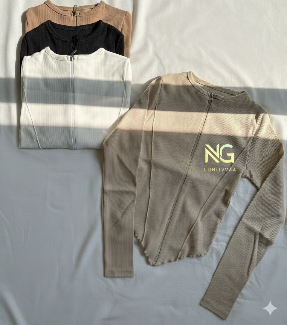 کراپ آستین بلند جلو زیپ دار مدل پایین هفتی