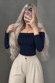 کراپ زنانه یقه قایقی