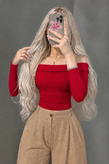 کراپ زنانه یقه قایقی